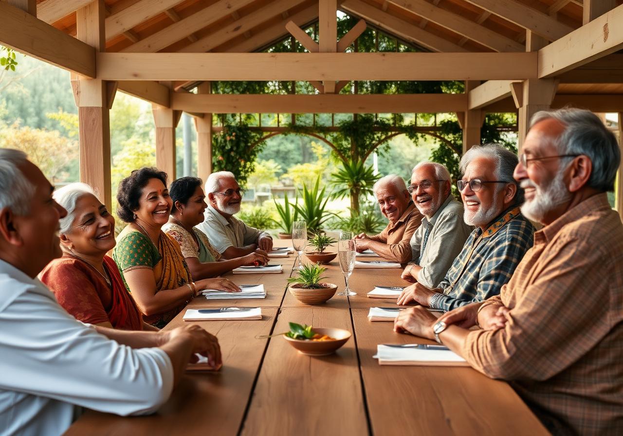 Community sattvic dining at the wellness center