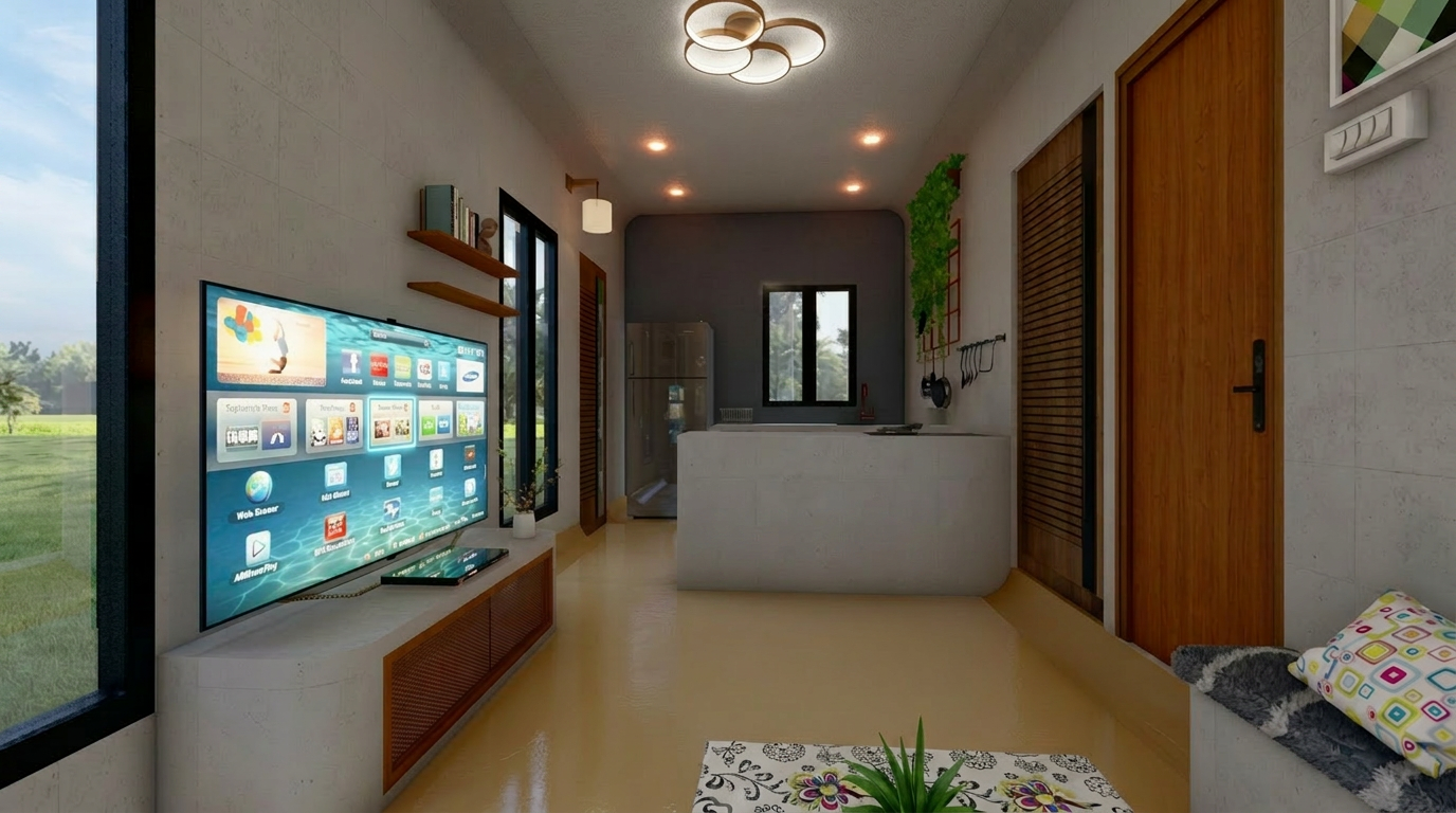 1 BHK cottage 3D render 3